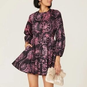 Kahindo Mara tie dye 3/4 sleeve cut out mini dress size 6